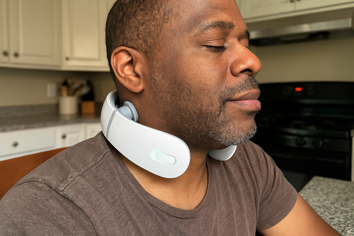 Customer using RestEasy massager