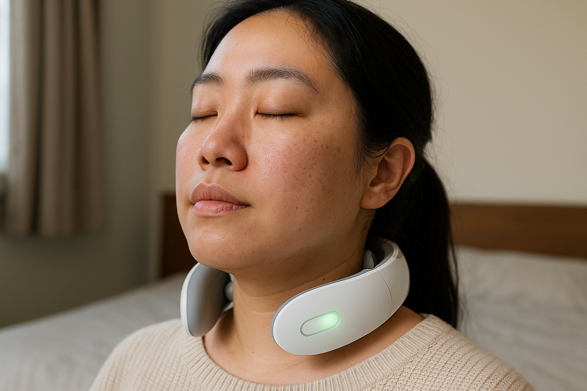 Customer using RestEasy massager