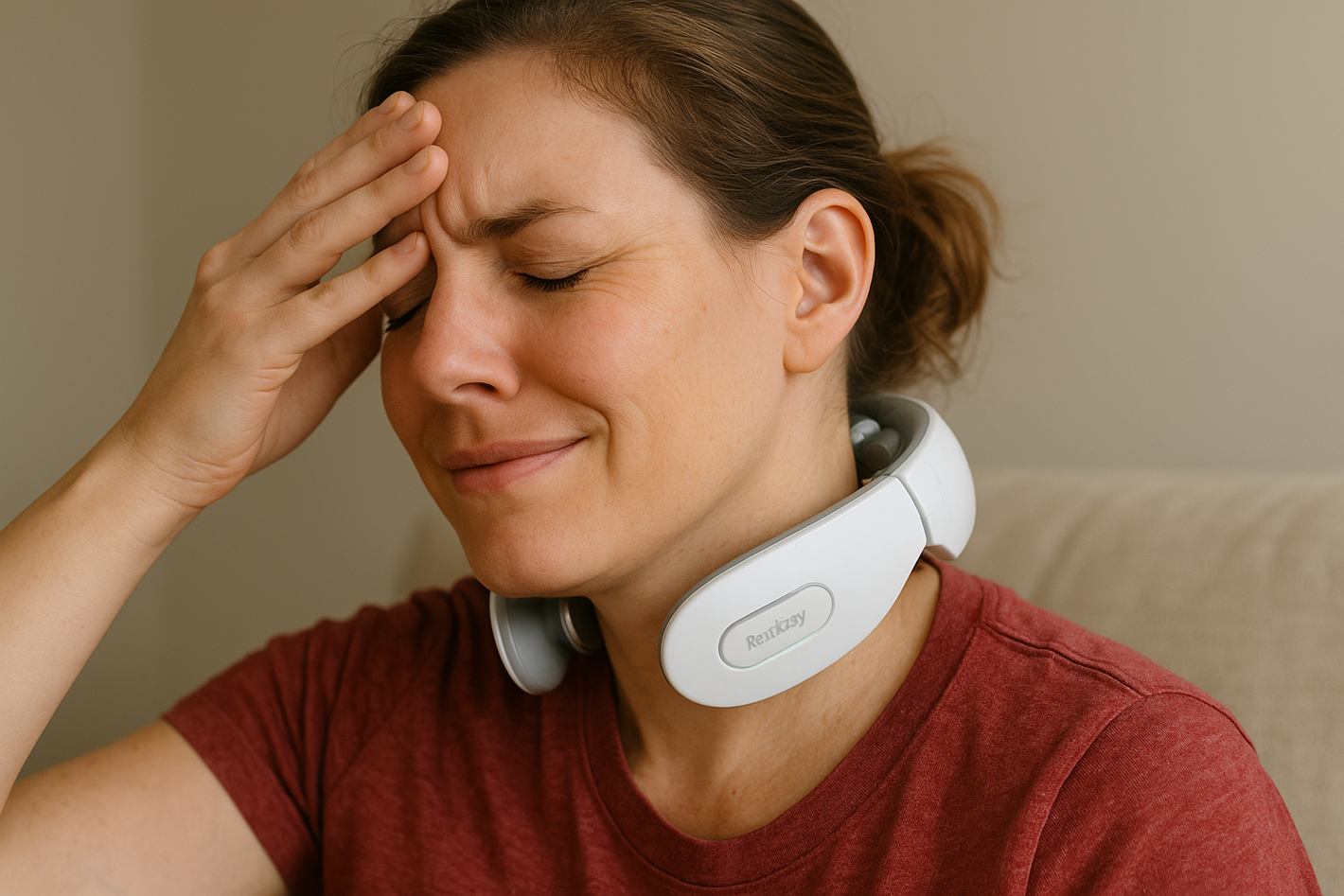 Natural photo of RestEasy neck massager for headache relief